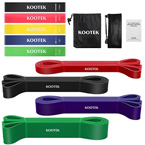 Kootek 9Pcs Resistance Bands Home Workout Set – 4 Pull Up Assist Bands with 5 Loop Exercis ...