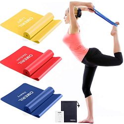 OMERIL Resistance Band Set, 3 Pack Latex Exercise Bands with 3 Resistance Levels, Skin-Friendly  ...