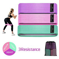 Fabric Resistance Band Loop, 5 Non-Slip Elastic Booty Workout Exercise Bands, Cotton and Rubber  ...