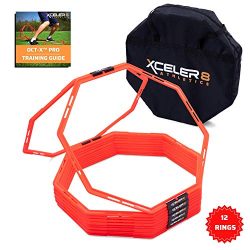 OCT-X PRO 12 Octagon 24″ Agility Rings / Agility Grid Training for Foot Speed, Vertical Ju ...