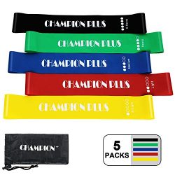 ChampionPlus Resistance Loop Bands, Exercise Bands Set of 5 for Home Fitness Stretching Strength ...