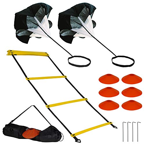 Guardian-Elite Fitness Agility Ladder Speed Training Equipment Set – Includes Exercise Foo ...