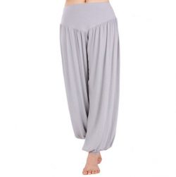 HOEREV Super Soft Modal Spandex Harem Yoga/ Pilates Pants, Grey, Medium