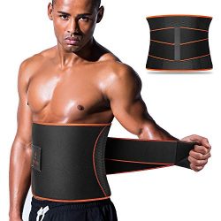 VOHUKO Sauna Waist Trimmer, Wide Men Waist Trainer, Sweat AB Belt with Adjustable Pressure Strap ...