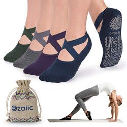 Non Slip Grip Socks for Yoga Pilates Barre Anti Skid Hospital Socks for Women