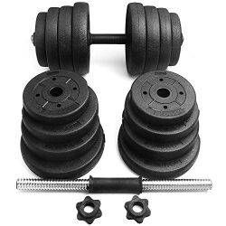 Yaheetech Adjustable 66LB Dumbbell Weight Set Barbell Lifting w/ 4 Spinlock Collars & 2 Conn ...