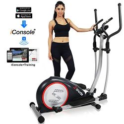 SNODE Magnetic Elliptical Trainer Exercise Machine with Bluetooth App Tracking Option Heavy Duty ...