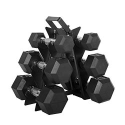 CAP Barbell 60-Pound Coated Hex Dumbbell Set with Dumbbell Stand