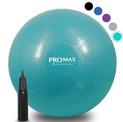 PRO MAX Exercise Ball – Professional Grade Extra Thick Yoga Ball for Balance, Stability, F ...