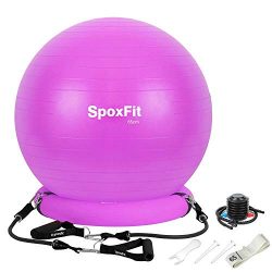 SpoxFit Exercise Ball Chair with Resistance Bands, Perfect for Office, Yoga, Balance, Fitness, S ...