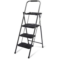 Giantex 3 Step Ladder Folding Ladder Stool with Tool Platform 330 LBS Capacity Space Saving Fold ...