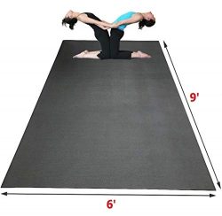 SISYAMA Extra Large Workout Mat 9′ x 6′ x 5mm Group Partner Aerial Yoga Mat Dance Ba ...