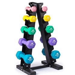 Fitness Alley Neoprene Dumbbells A Frame Rack – Free Weights Hex Hand Weights – Gym  ...