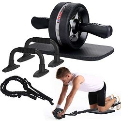 EnterSports Ab Roller Wheel, 6-in-1 Ab Roller Kit with Knee Pad, Resistance Bands, Pad Push Up B ...