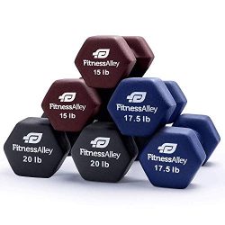 Fitness Alley Neoprene Dumbbell 3 Pairs Set Coated for Non Slip Grip – Hex Dumbbells Weigh ...