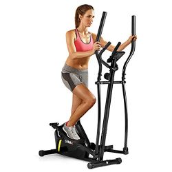 GYMAX Elliptical Machine, Magnetic Elliptical Machine with Digital Display, Heart Rate Grip & ...