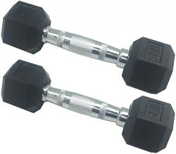 BalanceFrom Rubber Encased Hex Dumbbell in Pairs, Singles or Set with Rack, (5LB Pair)