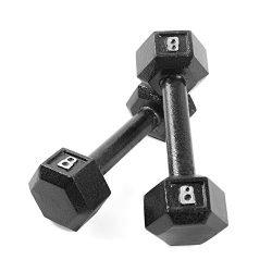 CAP Barbell Cast Iron Hex Dumbbell Weights (Pair), Black, 8 lb