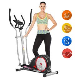 ANCHEER Elliptical Machine, Elliptical Exercise Machine with LCD Monitor and Pulse Rate Grips, M ...