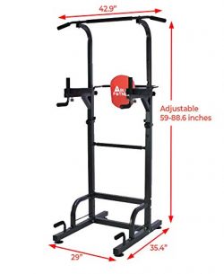 AbleFitness Dip Station Chin Up Bar Power Tower Pull Push Home Gym Fitness Core (Deluxe Version: ...