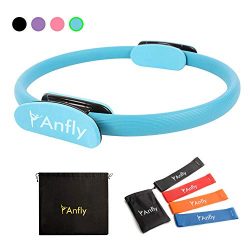 Anfly Pilates Ring – Enough Resistance Pilates Circle with 4 Colors Stretch Straps, Strong ...