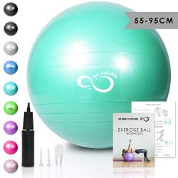 Live Infinitely Exercise Ball (55cm-95cm) Extra Thick Professional Grade Balance & Stability ...