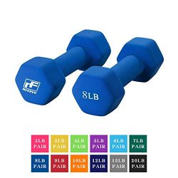 RitFit Set of Two Neoprene Dumbbells Coated for Non-Slip Grip, 1 lb-20 lb (8 Pound(Blue))