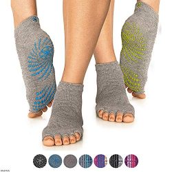 Gaiam Grippy Toeless Yoga Socks for Extra Grip in Standard or Hot Yoga, Barre, Pilates, Ballet o ...