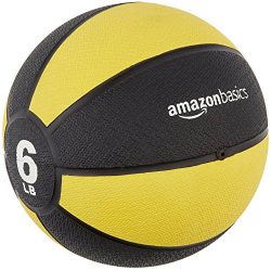 AmazonBasics Workout Fitness Exercise Weighted Medicine Ball – 6 Pounds, Yellow and Black