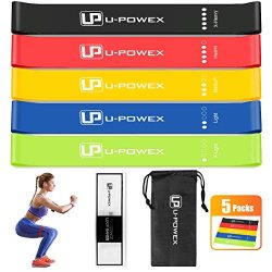 U-POWEX Resistance Loop Bands – Set of 5 – Premium Latex Mini Exercise Bands for Str ...