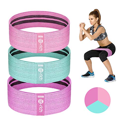 Te-Rich Resistance Bands for Legs and Butt, Fabric Workout Bands, Women/Men Stretch Exercise Loo ...