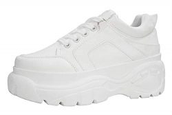 LUCKY-STEP Womens Chunky Sneakers – Athletic Sports Walking Shoes with Lace Up Platform Le ...