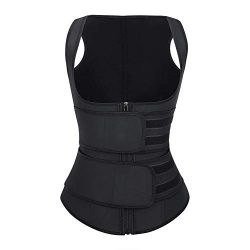 FeelinGirl Black Latex Underbust Waist Trainer Sport Workout Corset Vest S