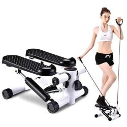 SuxiDi Mini Adjustable Stepper Air Climber Step Fitness Exercise Machine with Resistance Band an ...