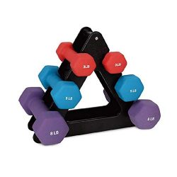 3 Tier Triangle Steel Dumbbell Rack, Compact Dumbbell Bracket Free Weight Stand for Home Gym (Black)