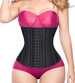 YIANNA Women Waist Trainer Corsets Latex Underbust Waist Cincher Hourglass Body Shaper 4 Row Hoo ...