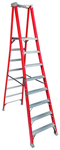 Louisville Ladder 8-Foot Fiberglass Pro Extended Rail Platform Ladder, 300-Pound Capacity, Type  ...