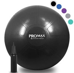 PRO MAX Exercise Ball – Professional Grade Extra Thick Yoga Ball for Balance, Stability, F ...