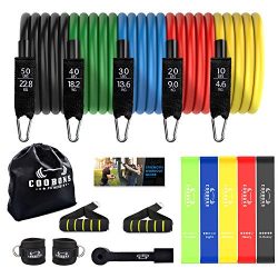 COOBONS Resistance Bands Set – Exercise Bands Includes 5 Stackable Workout Bands with Door ...