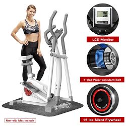 Elevtab Elliptical Machine Trainer – Adjustable 8 Levels Resistance and Seats, with Digita ...