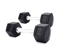 ZIVA ProFT Black Rubber Hex Dumbbell for Weight Lifting, Core Training – Ergonomic, Comfor ...