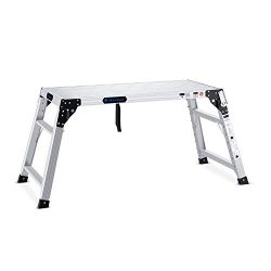 Adjustable Work Platform with 330 lb Duty Rating, Portable Folding Aluminum Step Ladder, Ideal f ...