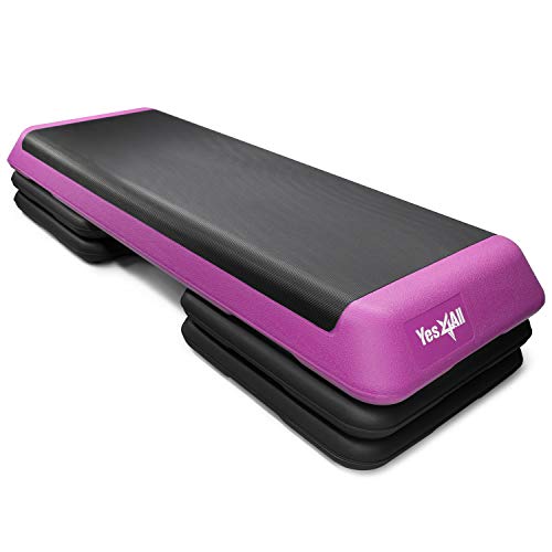 Yes4All Adjustable Aerobic Step Platform with 4 Risers Health Club Size & Extra Risers Optio ...