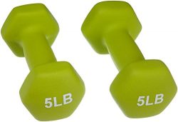 AmazonBasics 5 Pound Neoprene Dumbbells Weights – Set of 2, Green