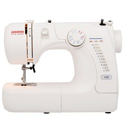 Janome Basic Easy-to-Use 128 Sewing Machine with Interior Metal Frame, Front Loading Bobbin, Com ...