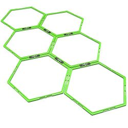 Synergee Hexagon Agility Rings Set of 6. Tangle-Free Agility Ladder with a Strong Hex Ring Grid. ...