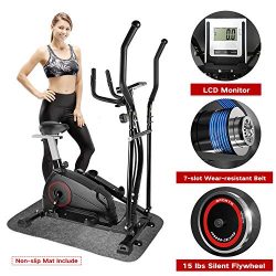 Elevtab Elliptical Machine Trainer – Adjustable 8 Levels Resistance and Seats, with Digita ...